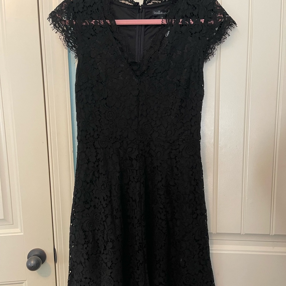 Wish list v-neck black skater  dress size small. NWT